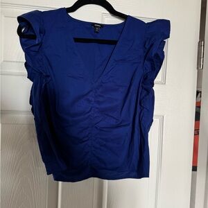 Express Royal Blue Ruffled Blouse